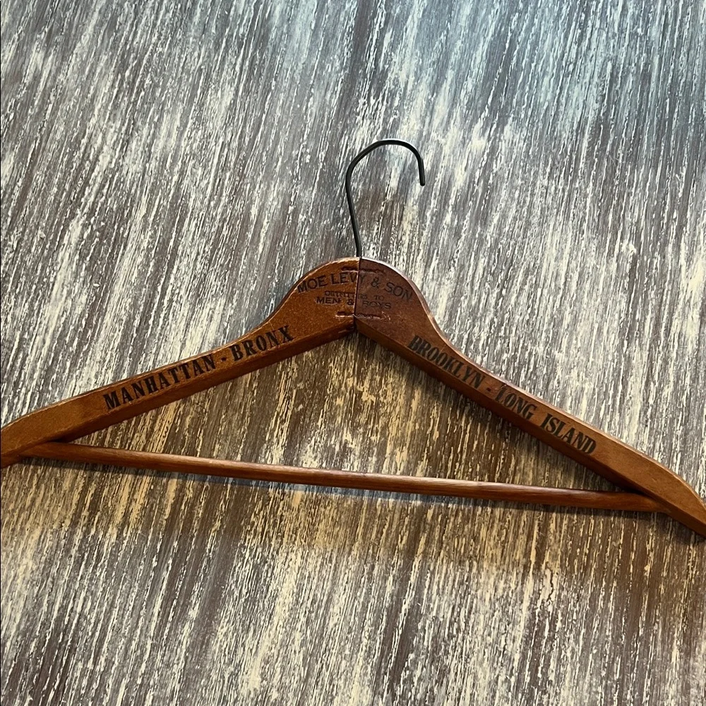 Moe Levy & Sons authentic vintage Wooden Clothes Hanger. NY FASHION